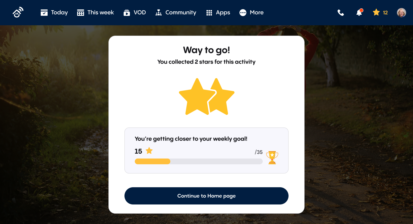 Post activity screen
