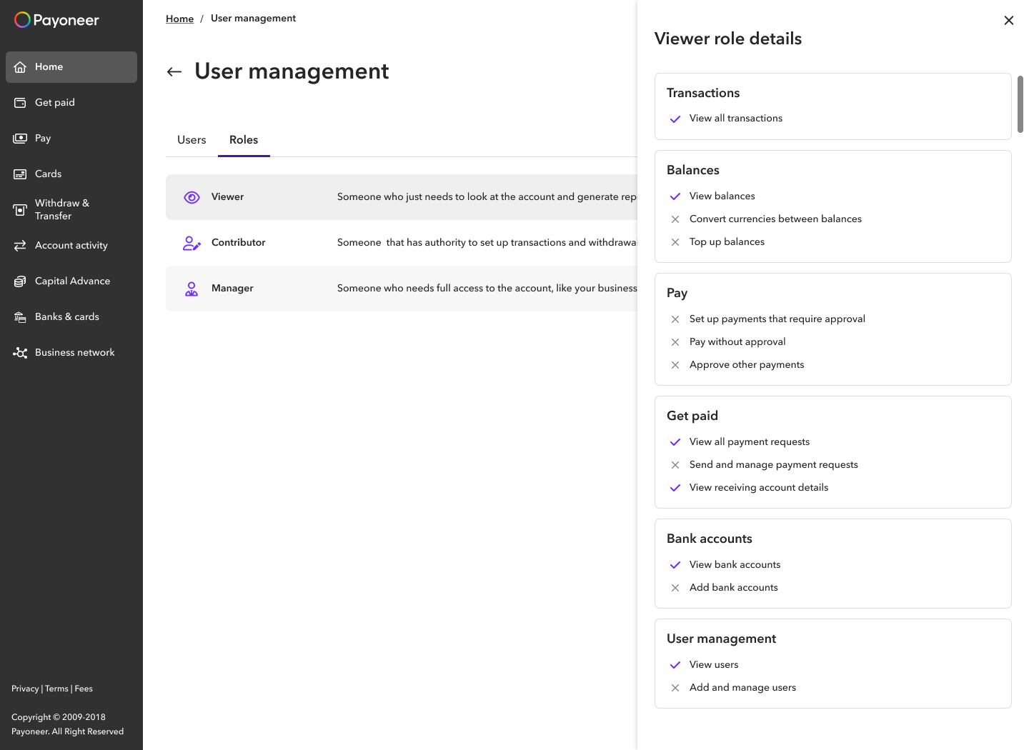 User management — role details